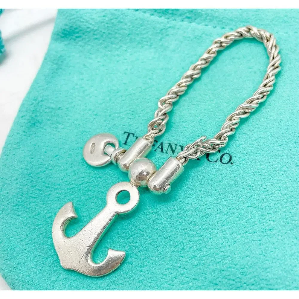 Tiffany & Co. Anchor Keychain Key Ring Sterling Silver Keyring